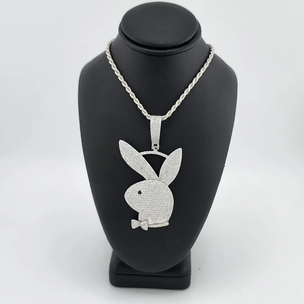 Brand New Sterling Silver 925 Bunny Face Necklace